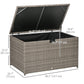 Outsunny 113 Gallon Outdoor Storage Box, Rattan Deck Box for Indoor, Patio Furniture Cushions, Grey