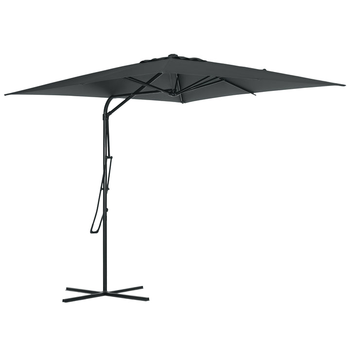 Outsunny 8FT Cantilever Patio Umbrella, Offset Patio Umbrella with Cross Base for Deck, Backyard, Pool and Garden, Hanging Umbrellas, Switch with a Wrench, Dark Gray