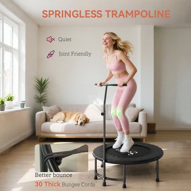 Soozier 39" Mini Exercise Trampoline w/ Adjustable T-Bar Indoor Fitness Rebounder Black