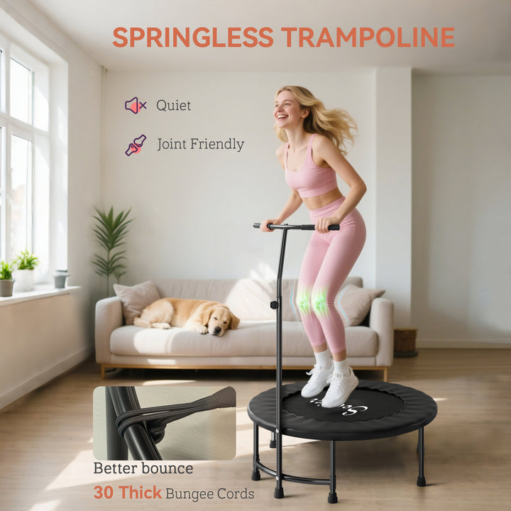 Soozier 39" Mini Exercise Trampoline w/ Adjustable T-Bar Indoor Fitness Rebounder Black