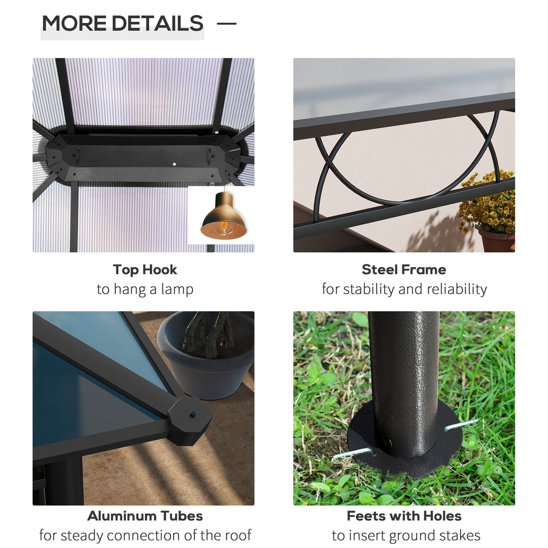 Outsunny 13' x 10' Polycarbonate Hardtop Gazebo Canopy, Outdoor Patio Gazebo with Aluminum Frame & Curtains, Dark Grey