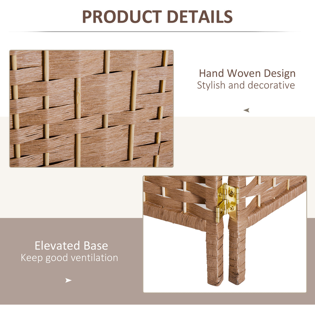 HOMCOM 6ft Folding Room Divider, 6 Panel Wall Partition with Wooden Frame for Bedroom, Home Office, Natural