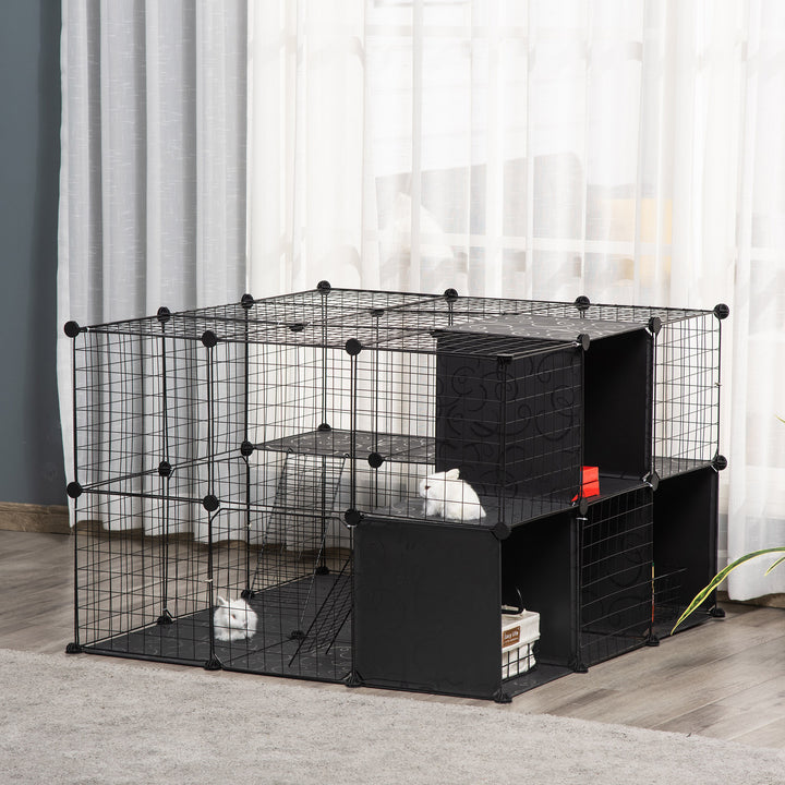 PawHut 56 Panels Pet Playpen Small Animal Cage for Rabbit