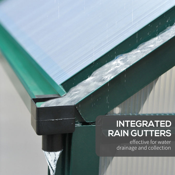 Outsunny 6.2' x 6.3' x 6.6' Clear Polycarbonate Greenhouse, Large Walk-In Green House Garden, Plants Grow, Galvanized Sheet  Frame w/ Slide Door