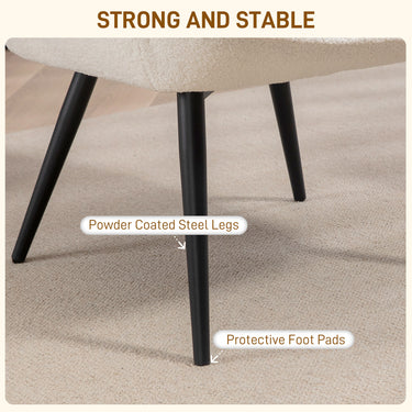 HOMCOM Accent Sherpa Chair, Upholstered Armchair, Fluffy Wingback Chair for Living Room, Reading Room, Cream White