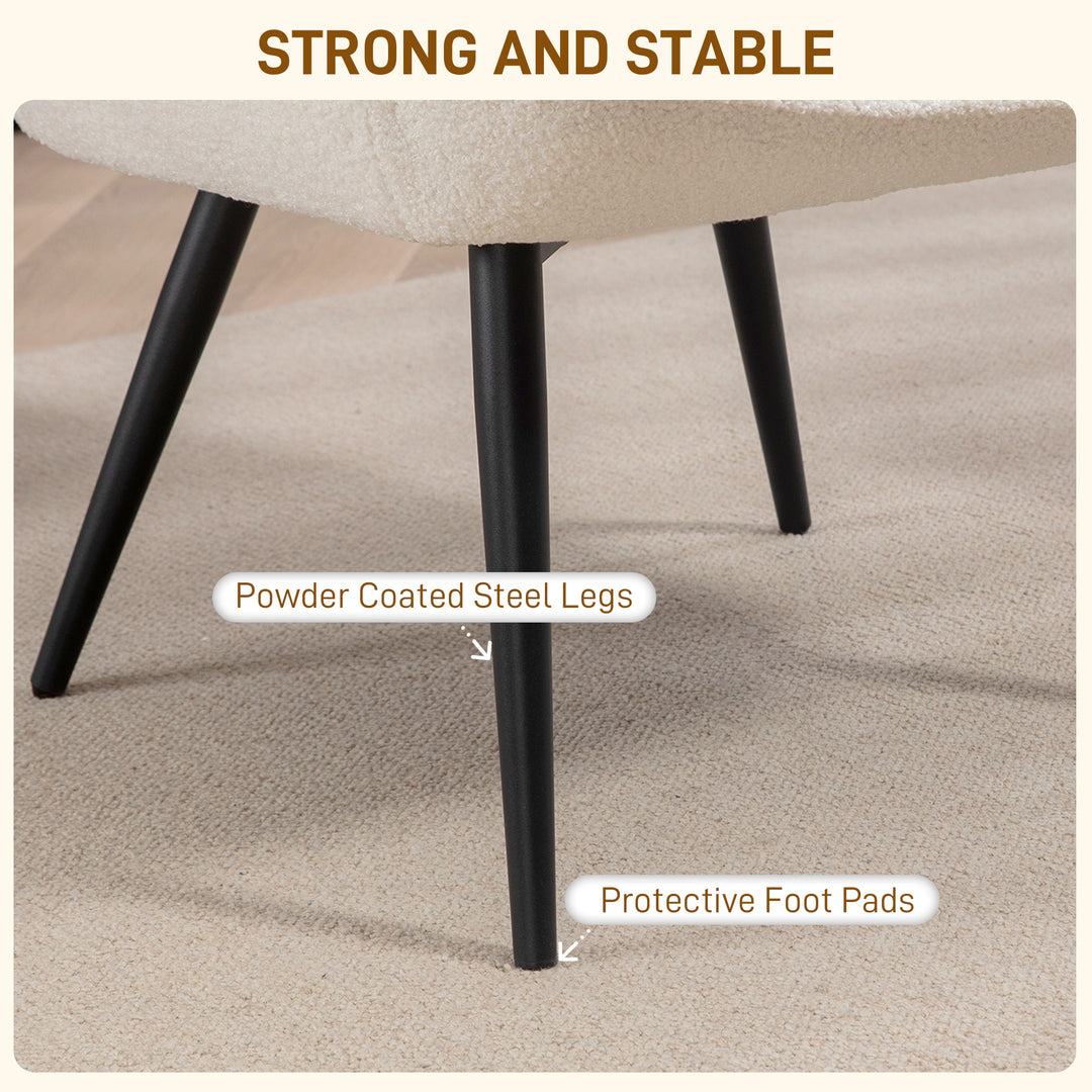 HOMCOM Accent Sherpa Chair, Upholstered Armchair, Fluffy Wingback Chair for Living Room, Reading Room, Cream White