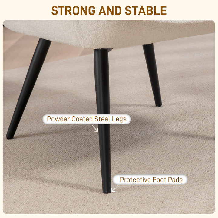 HOMCOM Accent Sherpa Chair, Upholstered Armchair, Fluffy Wingback Chair for Living Room, Reading Room, Cream White