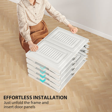 HOMCOM Portable Wardrobe, Foldable Plastic Closet with 5 Compartments, Hanging Rod and Magnetic Doors, White