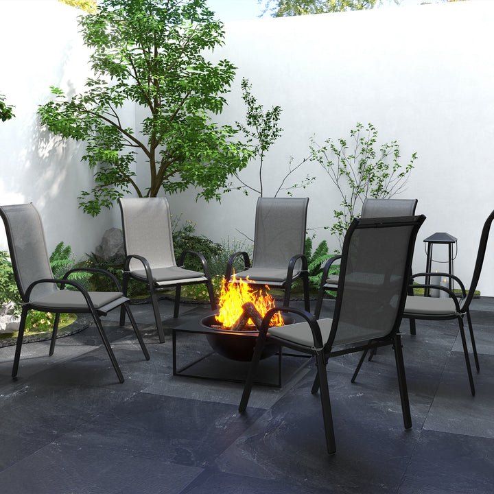 Outsunny 6-Piece Seat Cushion Pillows Replacement, Patio Chair Cushions Set with Ties for Indoor Outdoor, Charcoal Grey