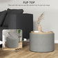 HOMCOM Round Coffee Table, End Table with Hidden Storage and Tray Top, Linen Upholstered Footrest for Living Room