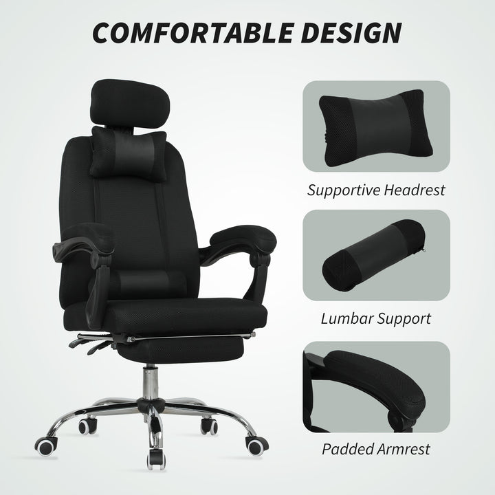 Vinsetto Ergonomic Executive High Back Office Chair with Footrest,Lumbar Support,Grey