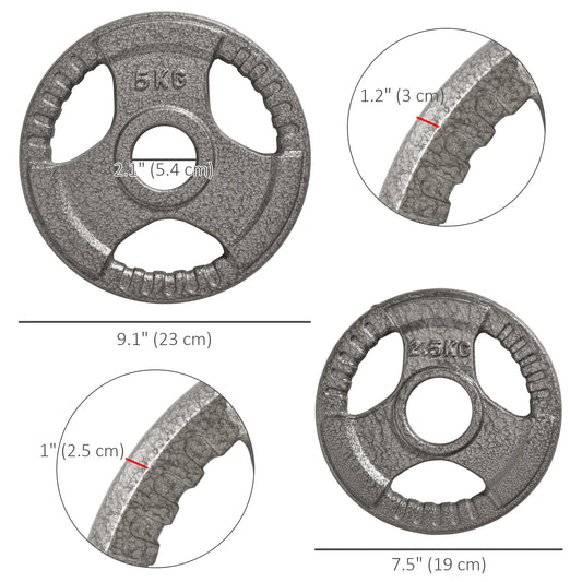 Soozier Set of 4 Weight Plates for 2"/5cm hole Dumbbell Handle Bar, 33 lbs Dumbbell Plates Barbell Weights, 2 x 11 lbs, 2 x 5.5 lbs, Silver