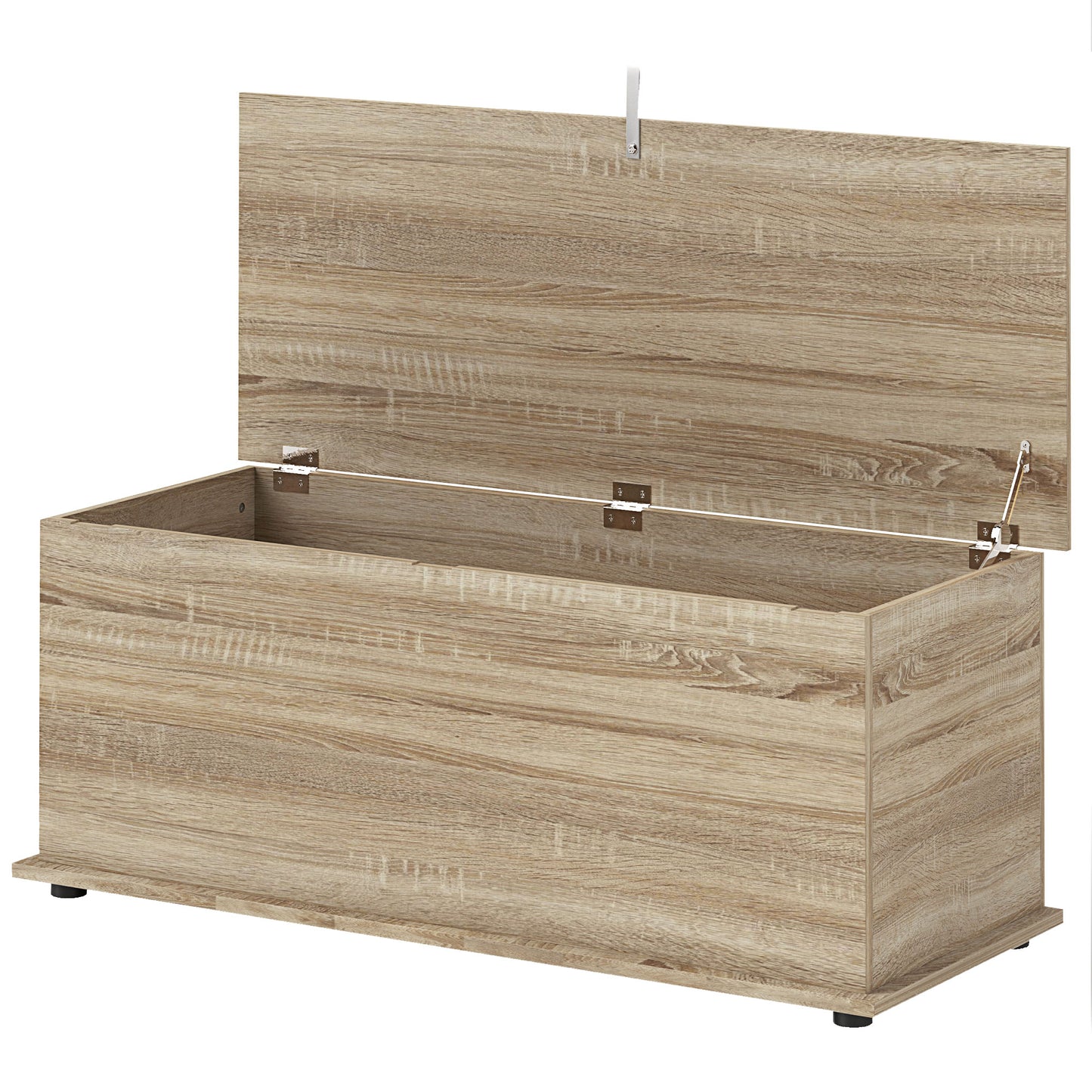 HOMCOM 39.5" Storage Chest with 2 Safety Hinges, Storage Box Organizer with Flip-Top Lid, Entryway Storage Bench, Rustic Brown