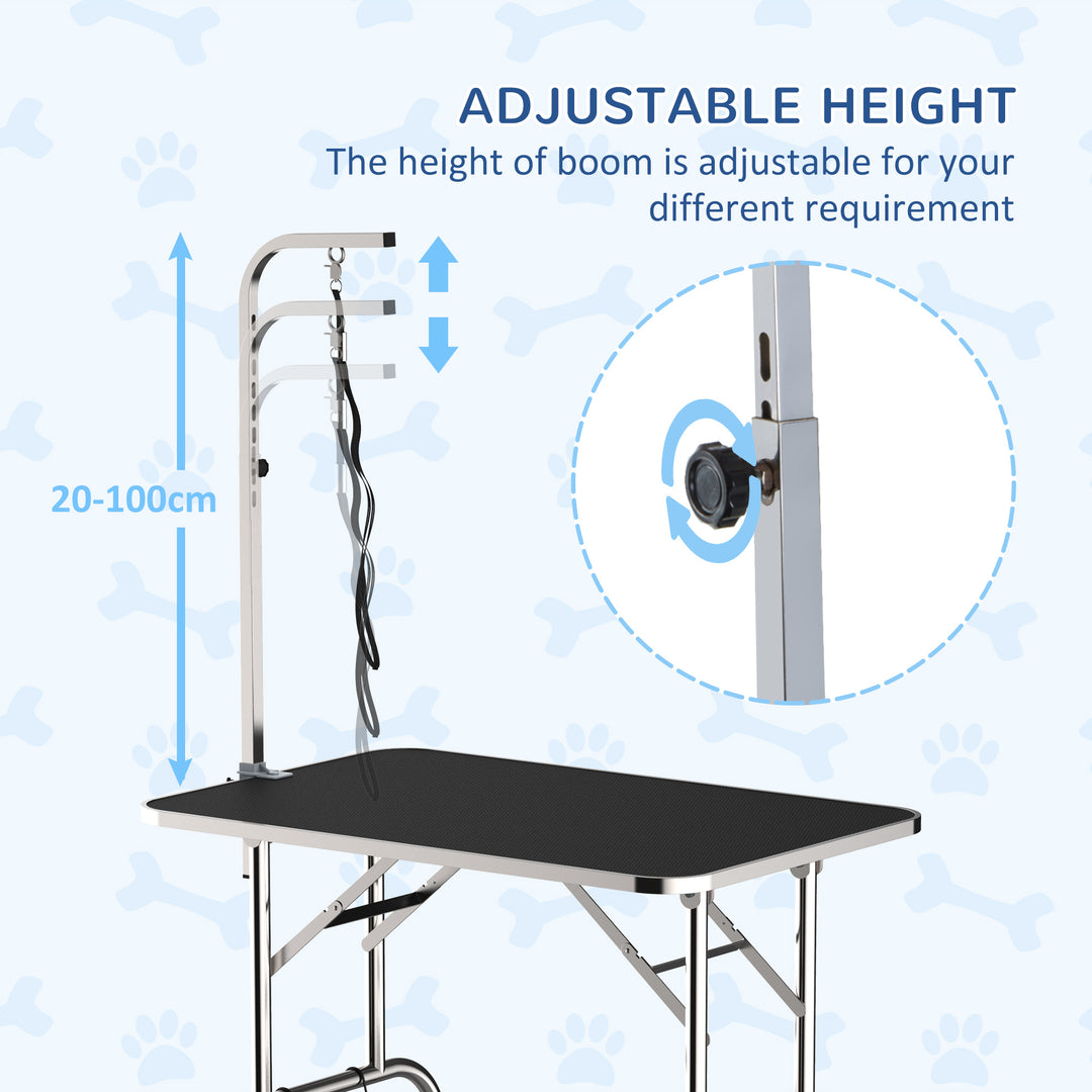 PawHut 36-inch Dog Grooming Table Stainless Steel QUALITY GUARANTEED with Adjustable Arm and Basket