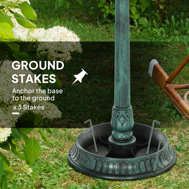 Outsunny 3-in-1 Garden Bird Bath Bowl Pedastal with Large Water Basin, Bird Feeder & Underneath Flower Planter, Green