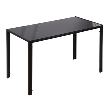 HOMCOM Rectangular Kitchen Table for 4 People, Dining Table with Tabletop Tempered Glass for Dining Room, Living Room, Black