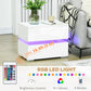 HOMCOM Modern Nightstand, Bedside Table with 2 Drawers, USB Powered RGB LED Lights, Remote for Bedroom, White
