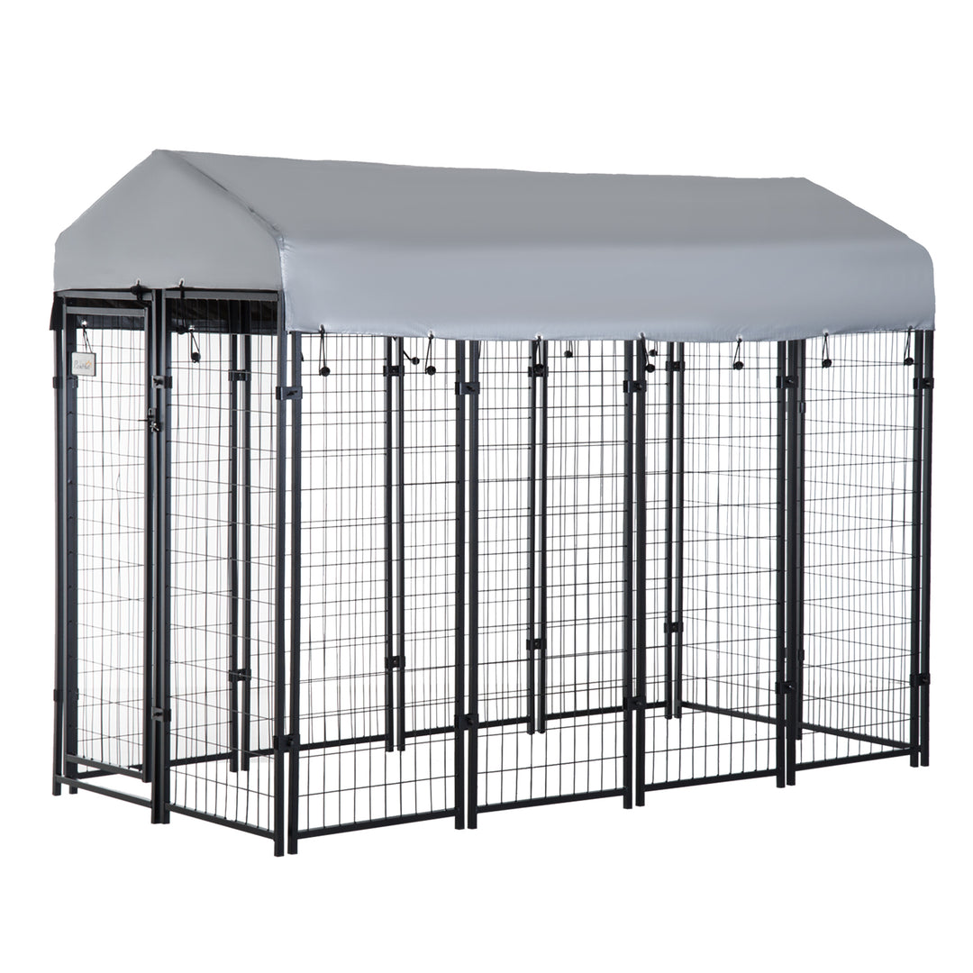 PawHut Outdoor Dog Kennel with Waterproof UV-Resistant Cover, 8 x 4 x 6 ft