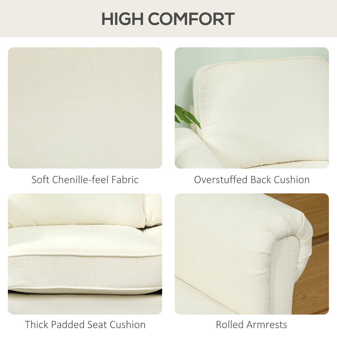 HOMCOM L Shape Sofa, Modern Sectional Couch with Changeable Chaise Lounge, Wooden Legs, Corner Sofa for Living Room, Cream