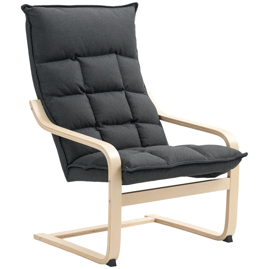 HOMCOM Modern Armchair, Upholstered Accent Chair with Curved Leg and Arm, Leisure Lounge Chair for Living Room, Light Grey