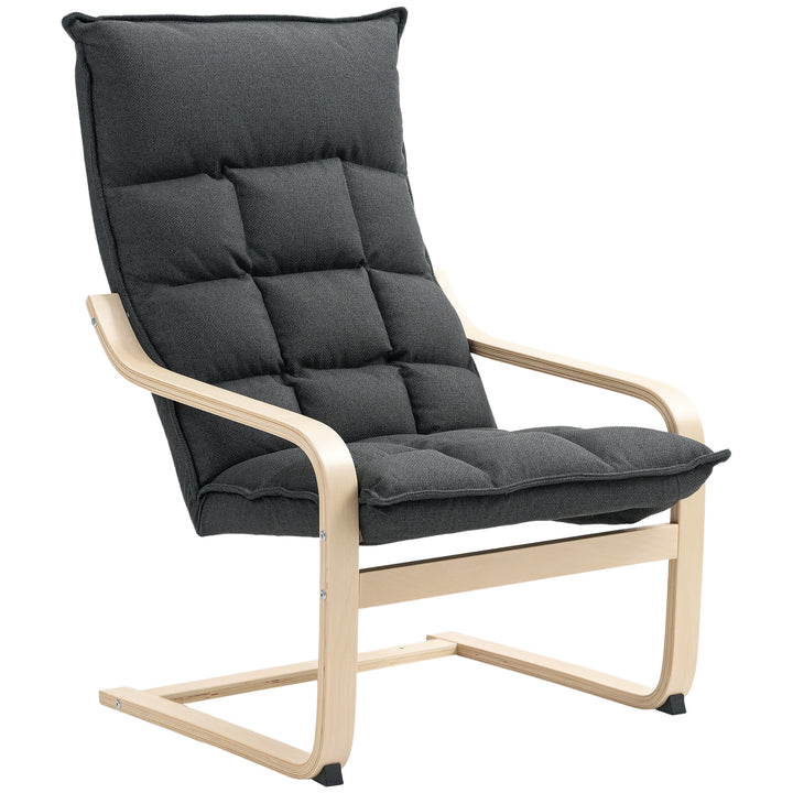 HOMCOM Modern Armchair, Upholstered Accent Chair with Curved Leg and Arm, Leisure Lounge Chair for Living Room, Light Grey