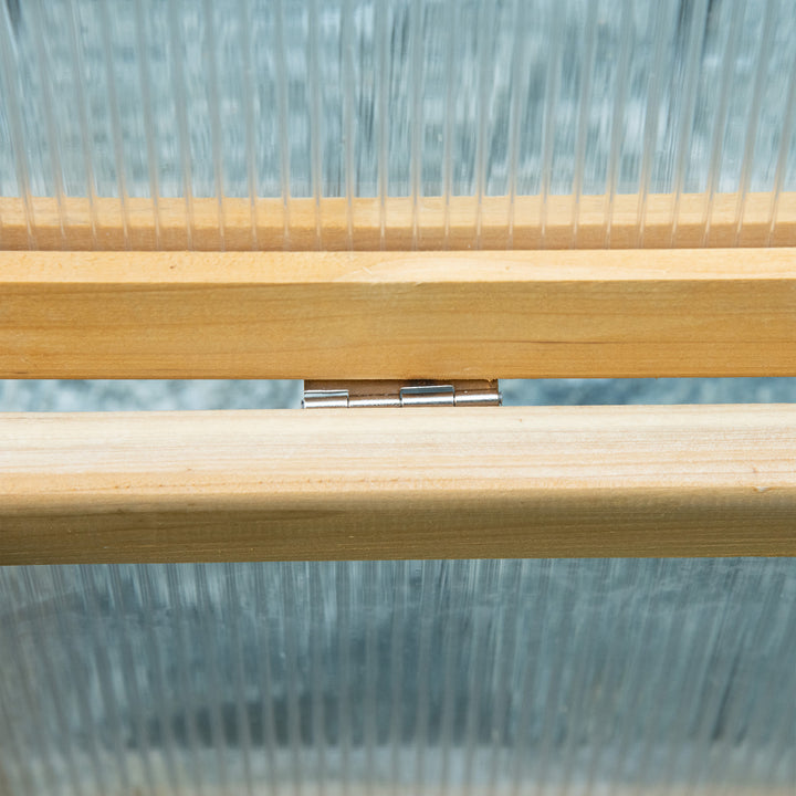 Outsunny Wooden Cold Frame Greenhouse Garden Portable Raised Planter with Openable Top for Indoor, Outdoor, Flowers, Vegetables, Plants, 35.5" x 20.5" x 19.5", Natural Wood