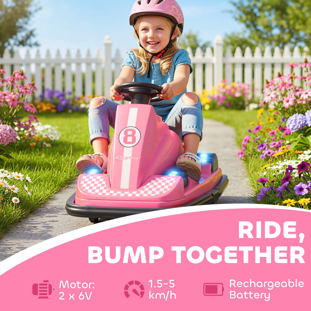 Qaba Bumper Car for Kids, 6V Battery Powered Bumping Car with 360 Degree Spin, Dual Motors, Music, for 3-8 Years, Blue