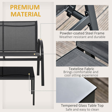 Outsunny 4-Piece Patio Furniture Set Garden Conversation Set with Loveseat, Single Chairs and Coffee Table for Backyard Poolside Balcony