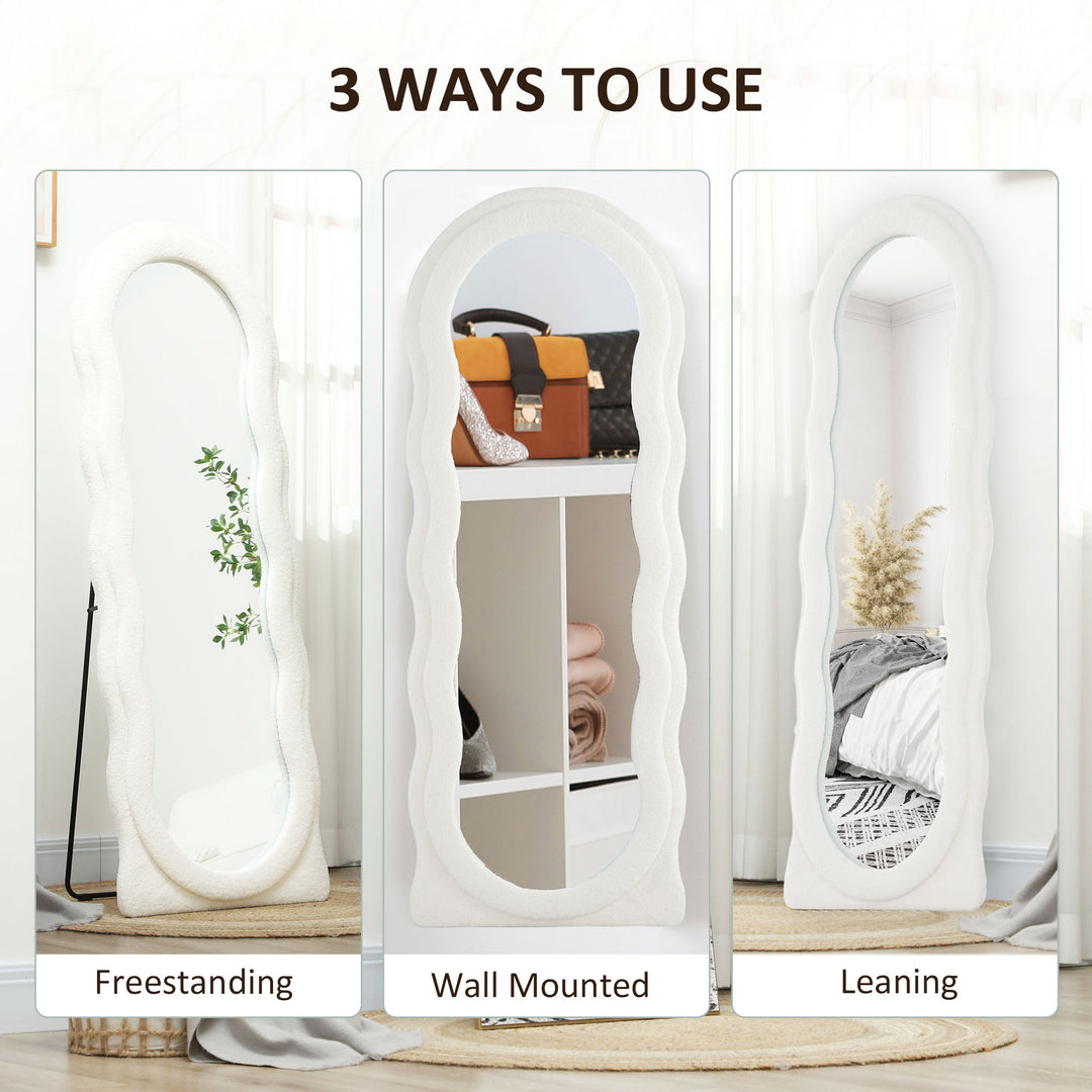 HOMCOM Floor Standing Mirror, Full Length Mirror, Free Standing, Leaning or Wall Mirror with Frame and Arched Top, White