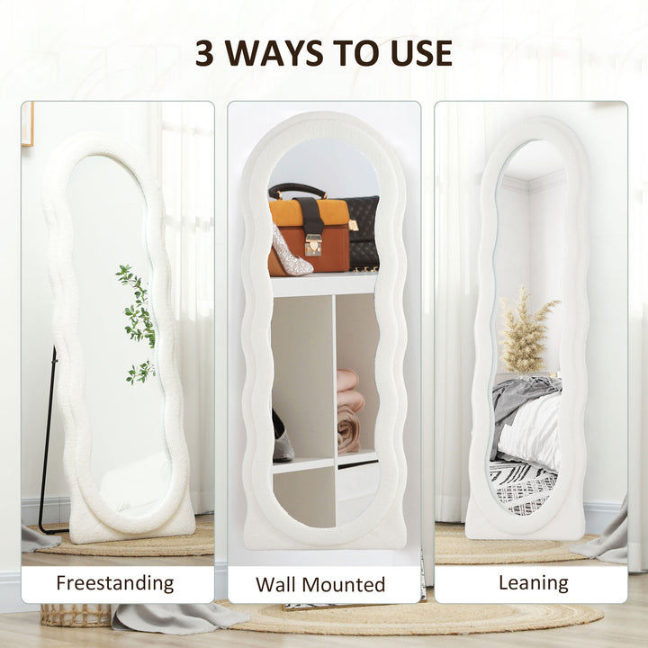 HOMCOM Floor Standing Mirror, Full Length Mirror, Free Standing, Leaning or Wall Mirror with Frame and Arched Top, White