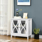 HOMCOM Kitchen Sideboard, Glass Door Buffet Cabinet, Bathroom Storage Cabinet with Adjustable Storage Shelf for Dining Room, Living Room, White