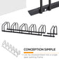 HOMCOM 6-Bike Bicycle Floor Parking Rack Cycling Storage Stand Ground Mount Garage Organizer for Indoor and Outdoor Use Black