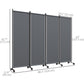 Outsunny Folding Room Divider with Castor Wheels, Rolling Privacy Screen for Patio Backyard Pool Hot Tub, 5.6ft Tall