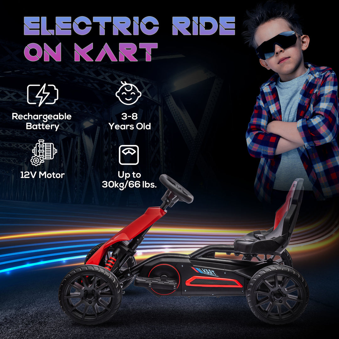 Aosom 12V 7AH Electric Go Kart, Outdoor Racer Car for Kids, with Forward Backward, Adjustable Speed, Ages 3-8 Years Old, Red