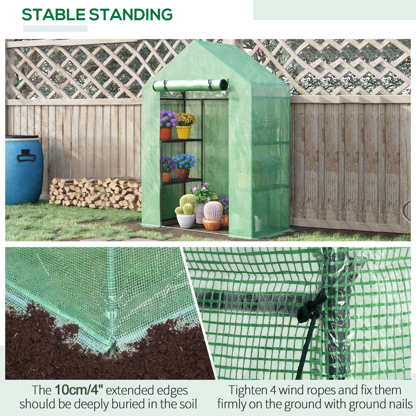 Outsunny 55" x 28" x 75" Walk-in Greenhouse Portable Garden Plant Flower Seed Warm House with 4 Shelves Outdoor Plant Growth Hot House PE Cover Green