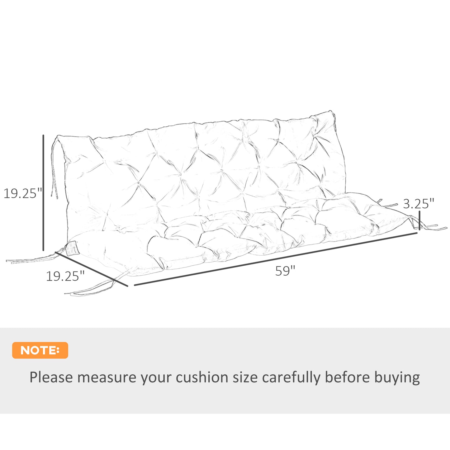 Outsunny 3 Seater Outdoor Seat Pads Bench Swing Chair Replacement Cushions Backrest for Patio Garden, Dark Grey