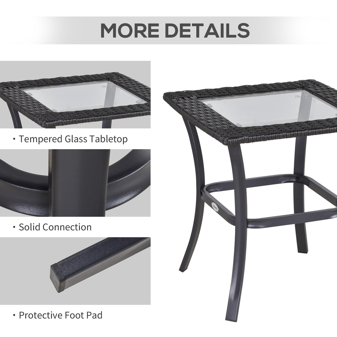 Outsunny 3 Pieces Patio Wicker Rocking Chair Set,  Outdoor PE Rattan Bistro Set Conversation Rocker Set with 2 Chairs 1 Coffee Table for Backyard, Deck, Poolside, Dark Grey