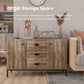 HOMCOM Industrial Sideboard Buffet Storage Cabinet Cupboard with 2 Doors, 3 Drawers and Shelves for Dining Room, Living Room, Brown