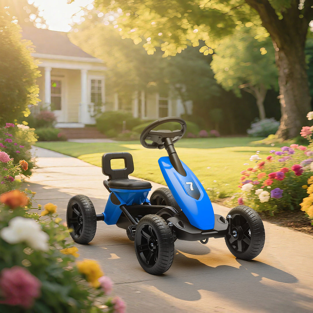 Qaba Pedal Go Kart for Kids 2-5 Years Old with Silent EVA Wheels, Metal Frame, Green