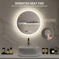 HOMCOM 24" Round Bathroom Mirror with LED Lights, Wall Mounted Vanity Mirror with Anti-Fog Pad, Time and Temp Display, Gold