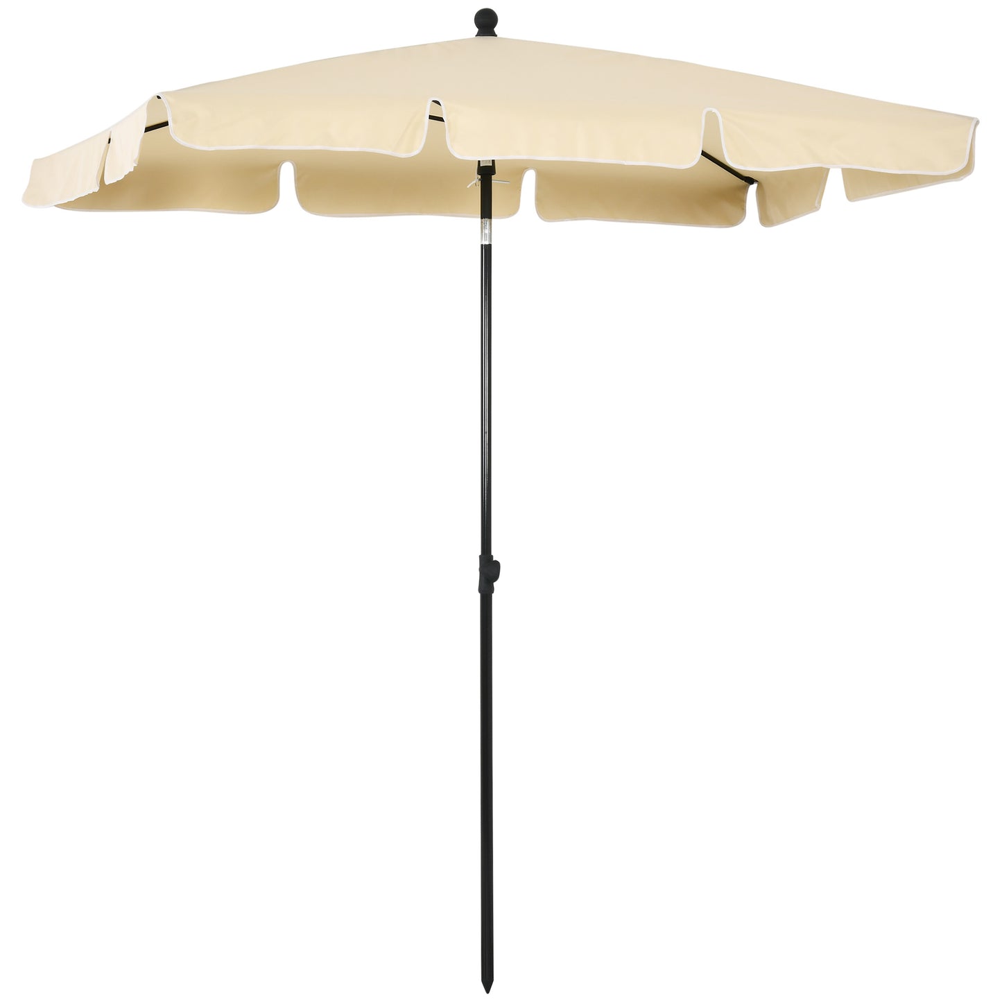Outsunny 6.5x4ft Rectangle Patio Umbrella Aluminum Tilt Adjustable Garden Parasol  Sun Shade Outdoor Canopy Cream White