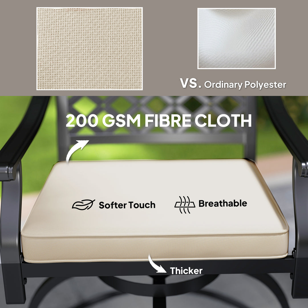 Outsunny Outdoor Bar Stools Set of 2, Bar Height Swivel Patio Chairs with Cushion, Pillow Footrest for Poolside, Backyard