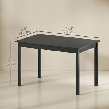 HOMCOM 47" x 30" Dining Table, Farmhouse Dining Room Table with Pine Wood Frame, Space Saving Kitchen Table, Black