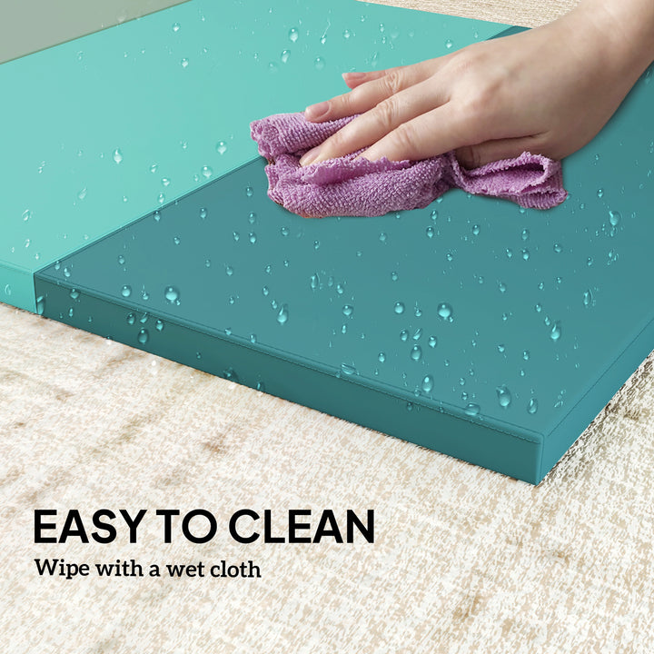 Soozier 6ft Folding Gymnastics Mat, Thick Exercise Mat with Carry Handles for Yoga Aerobics Fitness Training, Mixed Colour