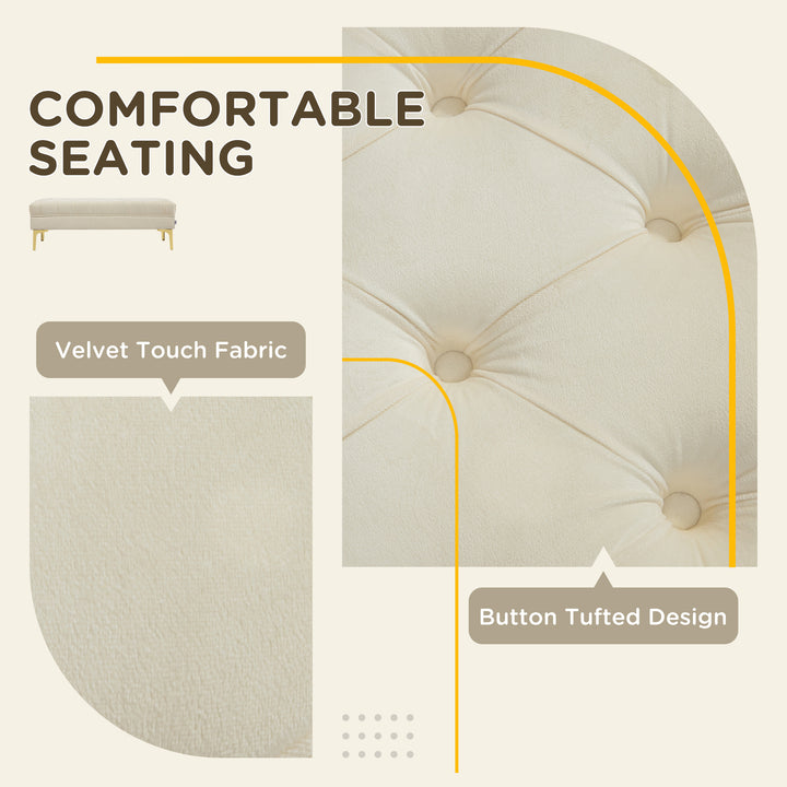 HOMCOM End of Bed Bench, Upholstered Bench, Entryway Shoe Bench with Button Tufted for Living Room, Bedroom, Grey