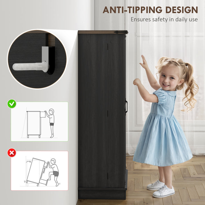 HOMCOM 47" Kitchen Pantry Storage Cabinet, Farmhouse Kitchen Pantry Cabinet with Adjustable Shelves and Door Shelves, Black