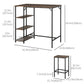 HOMCOM Industrial Dining Table Set for 2, Bar Table and Stools Set, Counter Height Kitchen Table with Chairs with Storage Shelf, Rustic Brown
