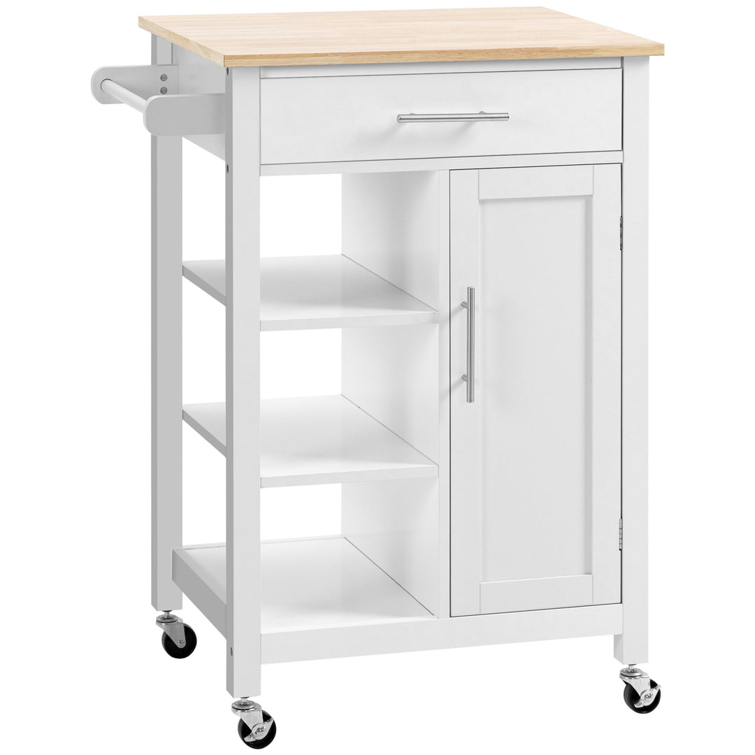 HOMCOM Kitchen Island, Compact Kitchen Cart on Wheels with Open Shelf & Storage Drawer for Dining Room, Kitchen, Black