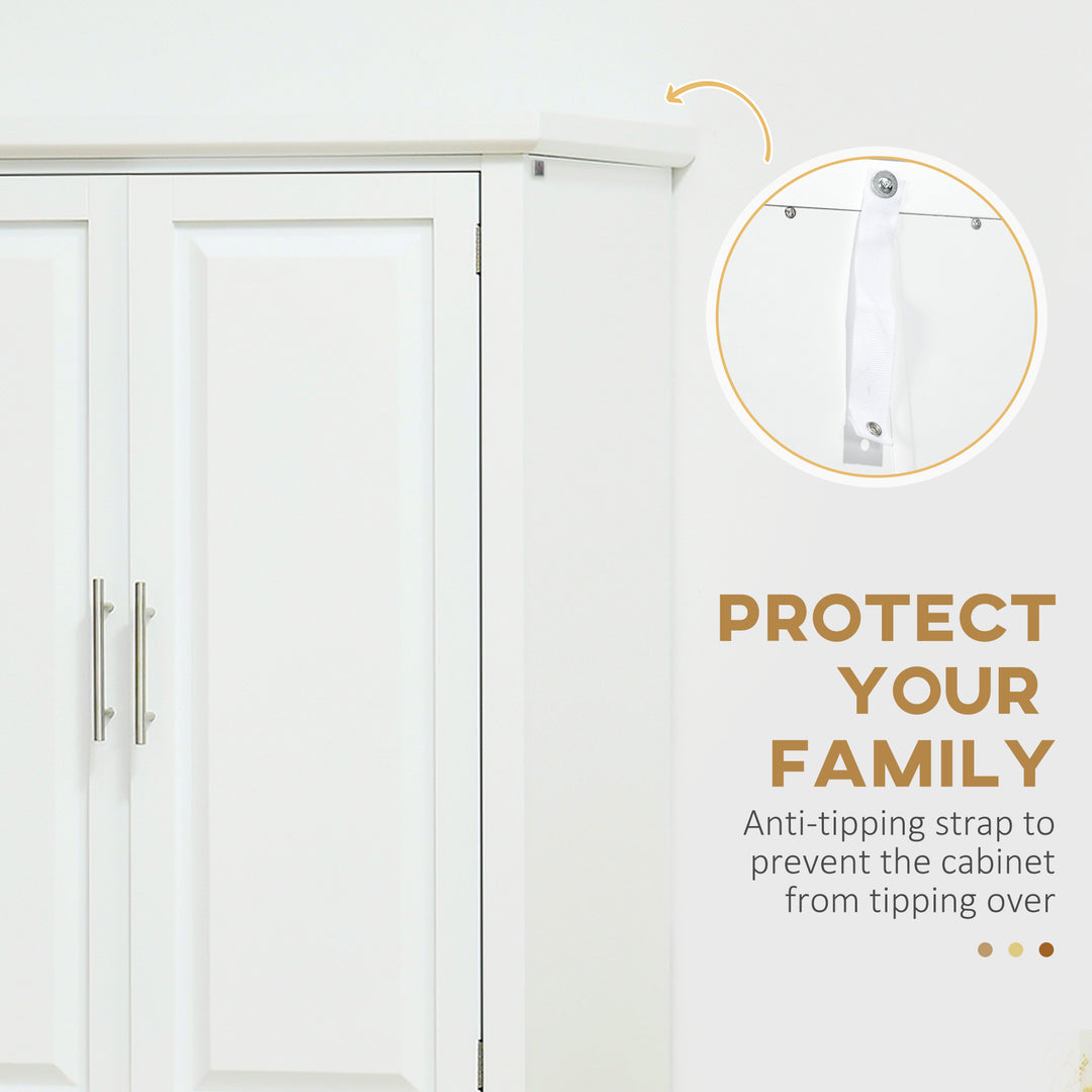 HOMCOM 72" Kitchen Pantry Cabinet, Freestanding Storage Cabinet, 4-Door Cabinet with Drawer and Adjustable Shelves, White