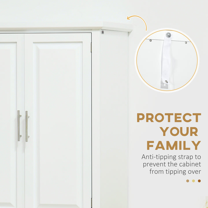 HOMCOM 72" Kitchen Pantry Cabinet, Freestanding Storage Cabinet, 4-Door Cabinet with Drawer and Adjustable Shelves, White